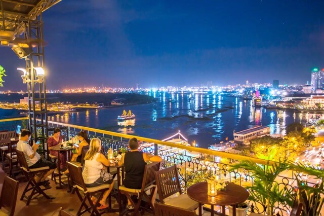 The Saigon Rooftop Bar has a beautiful view overlooking the Saigon River