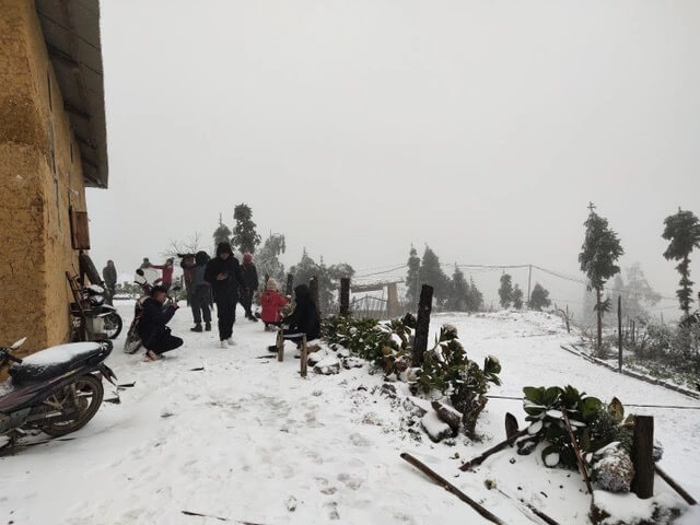 Many tourists check-in with thick snowfall in Lao Cai