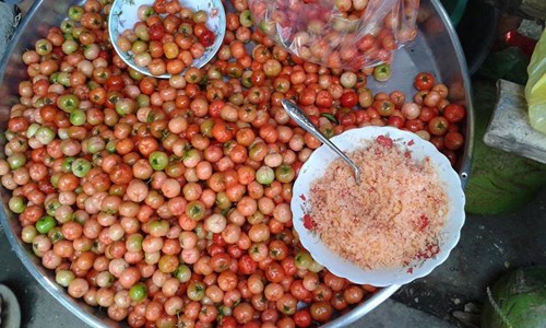 Vendors Often Sell Fruits with Chilli Salt