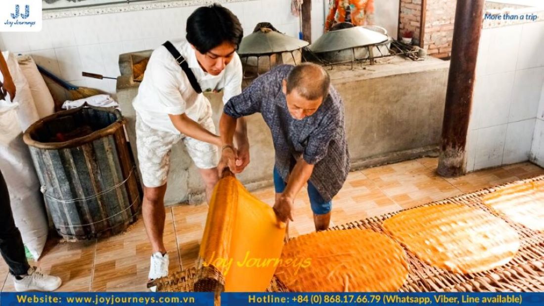 Experience the traditional craft of rice paper making in Can Tho